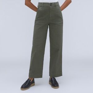 Everlane The Organic Wide-Leg organic pant in Kambaba (olive), size 6